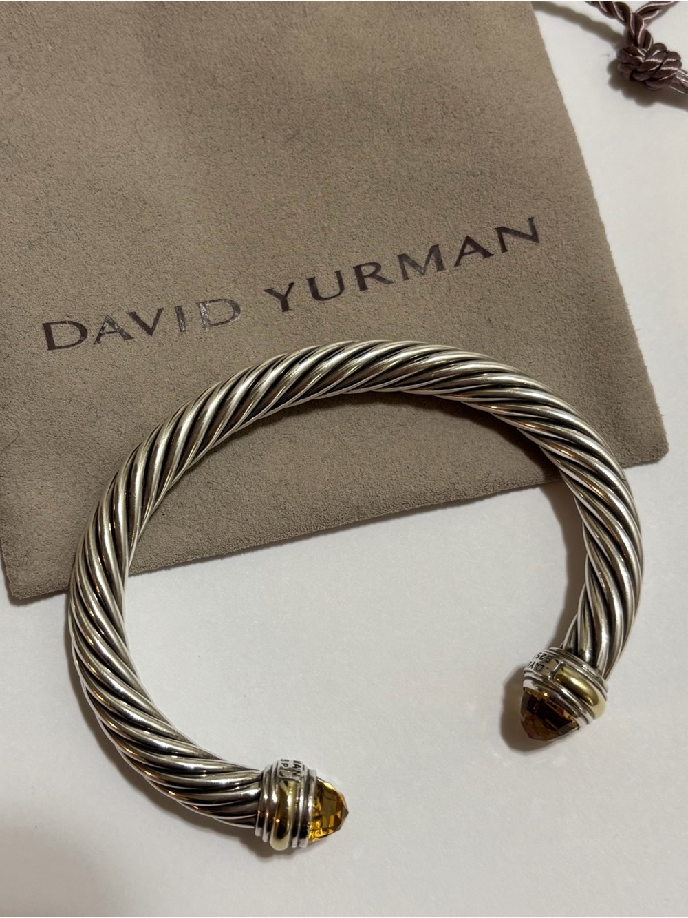 ⭐️David Yurman Silver Cable Bracelet with Golden Citrine Ends